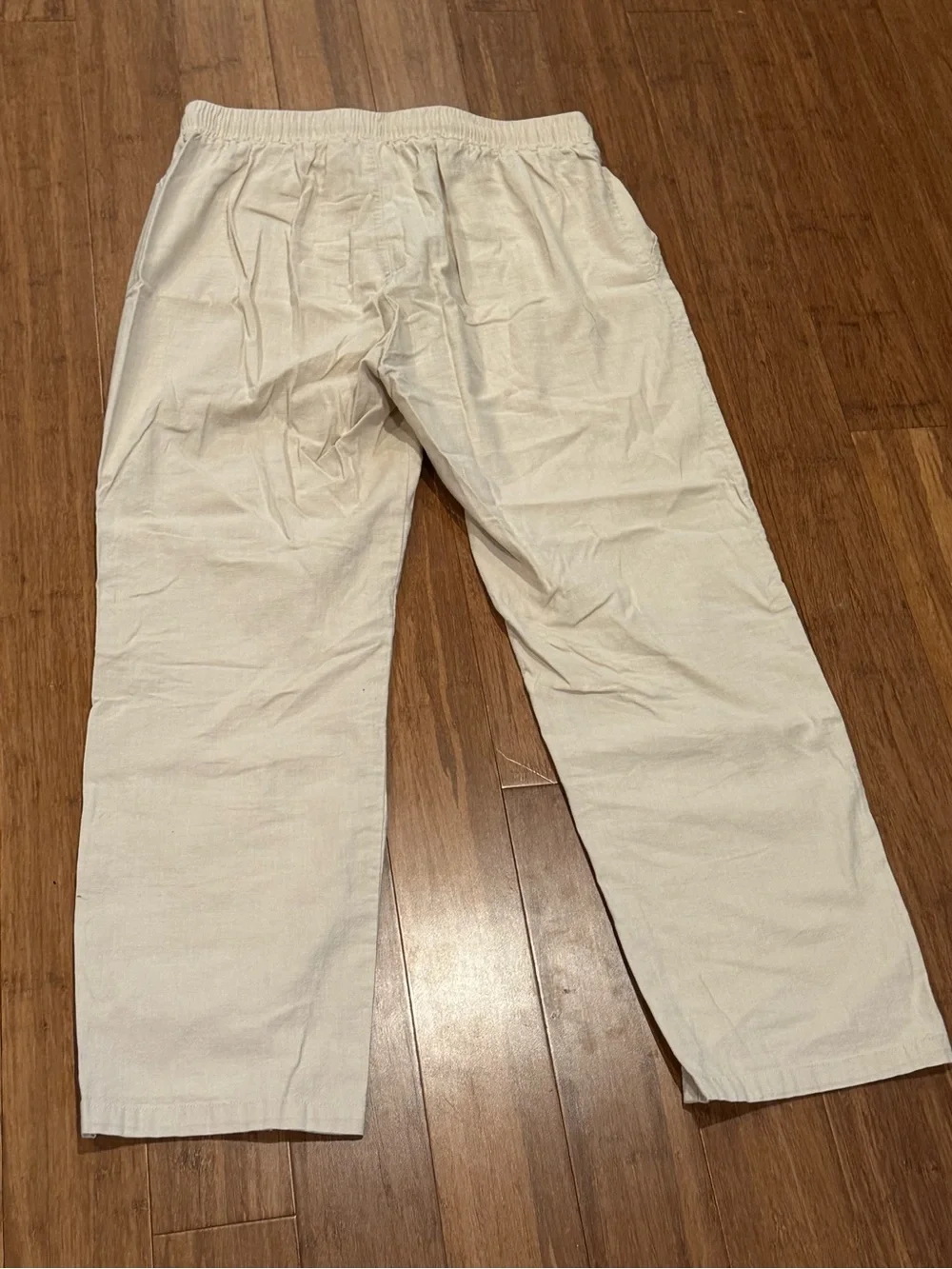 Classic Men's Drawstring Linen-Blend Pants - Cream